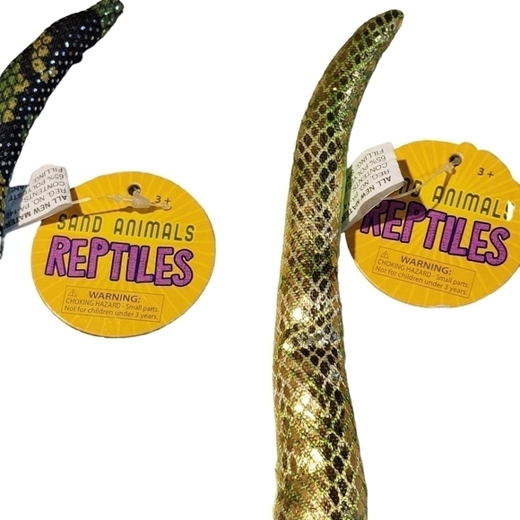 Sand filled Snake toy shimmery animal reptiles lot of 2 New with tags - Picture 3 of 7